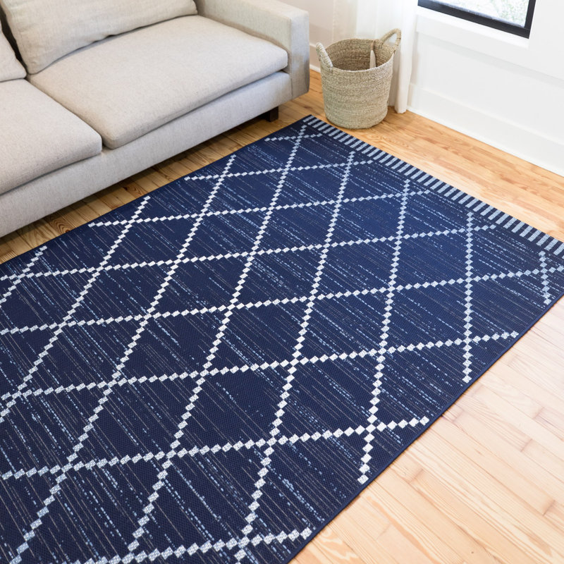 Wrought Studio Anoka Geometric Blue Indoor/Outdoor Area Rug & Reviews